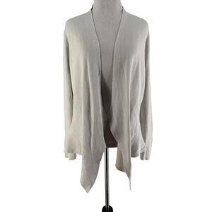 Eileen Fisher Women's Light Gray Silk Long Sleeve Open Front Cardigan Size Small